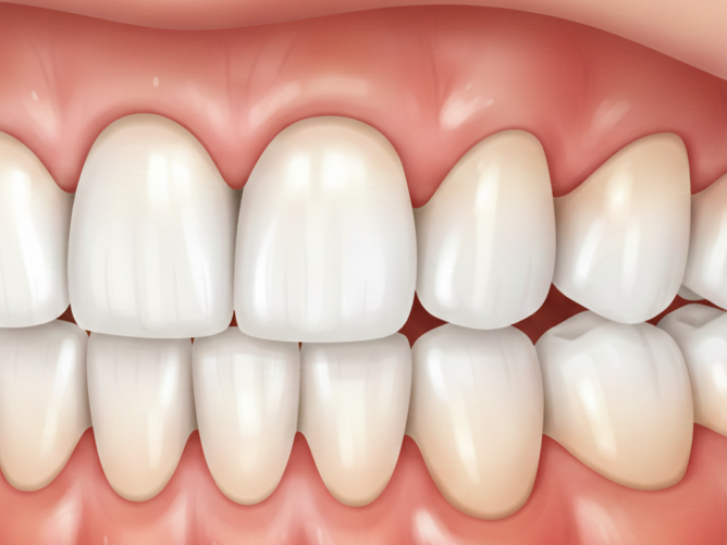 Close-up medical illustration of irritated gums showing redness and mild inflammation around the teeth, representing the common causes of itchy gums.